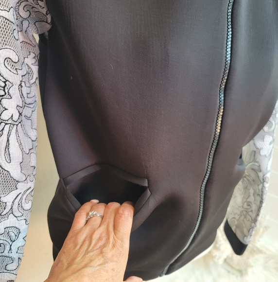 NWOT MAY & JULY SCUBA NEOPRENE BODY W LACE LONG SLEEVE BOMBER JACKET - Picture 9 of 16